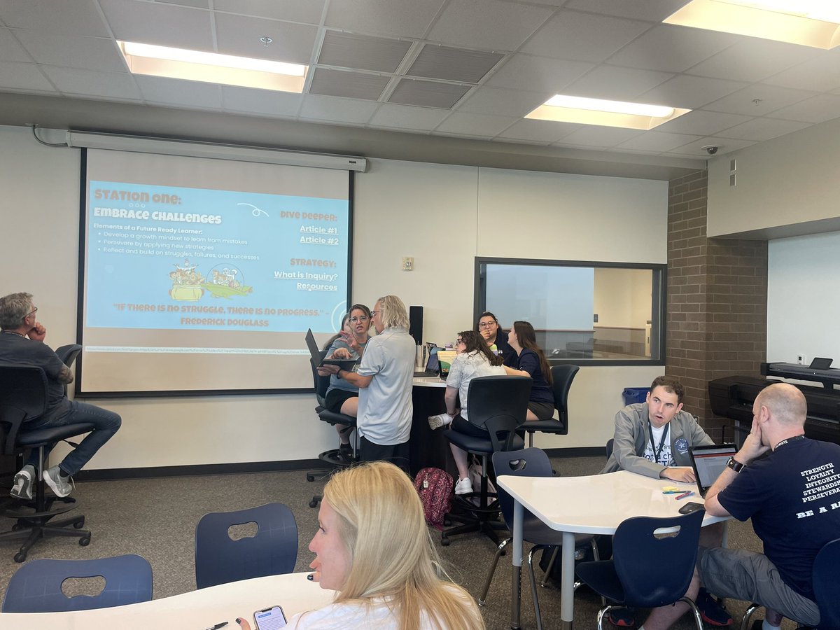 MeganTheBruce's tweet photo. Our Future Ready session with @Slater_Science was SO engaging! Through station rotation, teachers learned about future ready skills & had deep conversations about how to implement strategies with their future ready learners🤩#RangerCON @LSHSRangers @Ms_Cole_TheAP @Keith_Tolleson https://t.co/zjEnBg9dyH