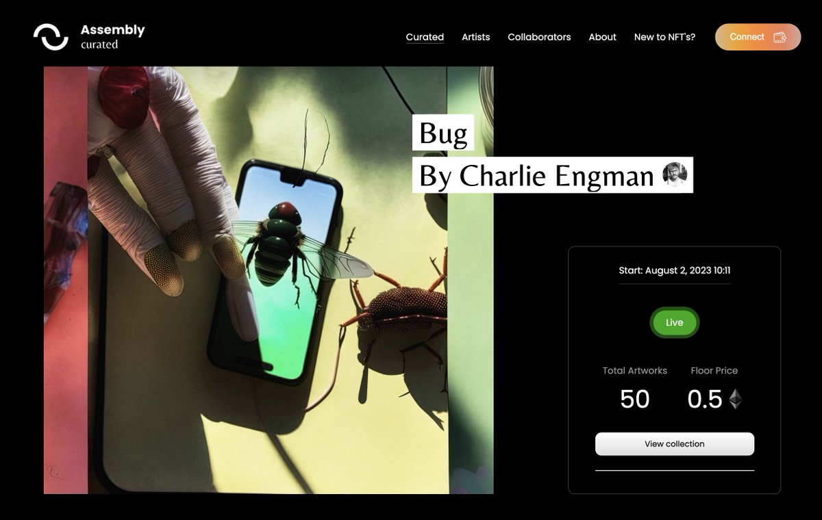 Bug by <a href="/charlieengman/">charlieengman</a> is now LIVE! 🎉🪲

Explore the collection:
nft.assembly.art