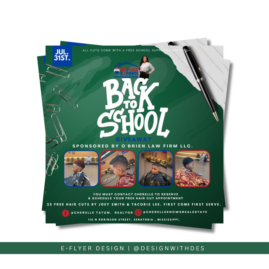 _DesignWithDes's tweet photo. Its Hump Dayyyy! 💚 All back to school flyers are currently 2 for $80 the ENTIRE month of August . No code needed . 

For more info on how to get started check out https://t.co/eVEIwWJgKM

#graphics #graphicdesign #eflyer #memphisgraphicdesigner https://t.co/C6XCWcN6de