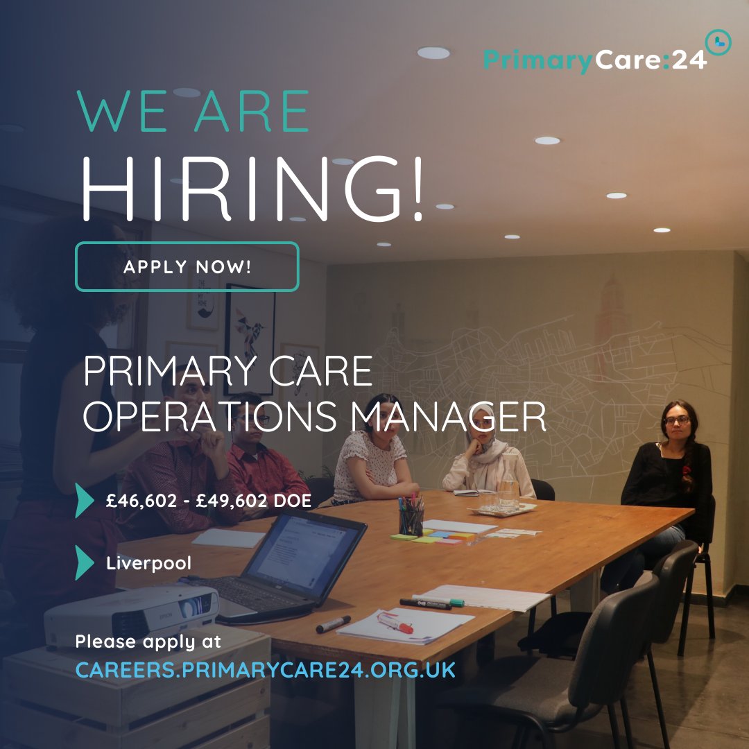 Do you have 5 years’ experience within an operational management role?

Do you have great analytical skills and the ability to communicate effectively?

Apply for our Primary Care Operations Manager role here: careers.primarycare24.org.uk/job/primary-ca…

#LiverpoolJobs #PrimaryCare #OperationsJobs