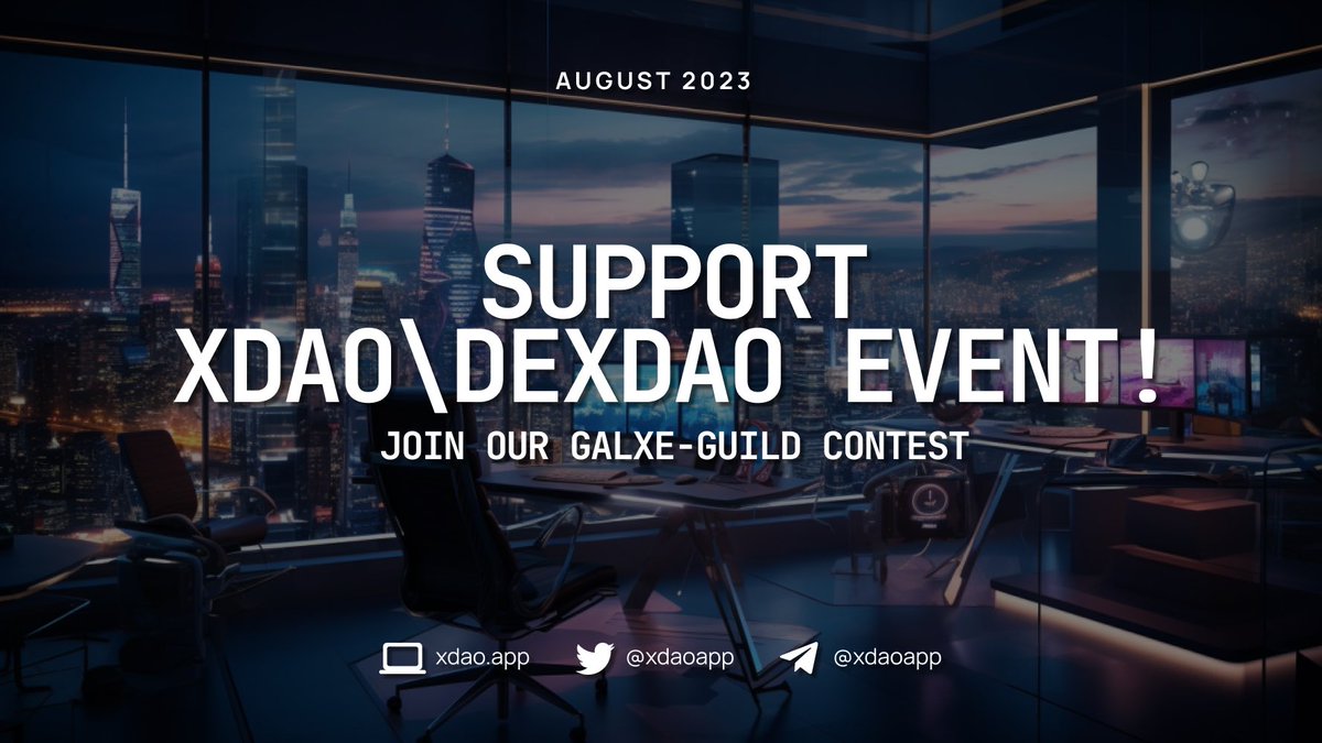 xdaoapp's tweet photo. 🚀 Join our Galxe-Guild Suppoter XDAO\DEXDAO event!

• Complete super easy steps to claim a unique OAT with which you will receive a unique role through our @guildxyz.

@Galxe event: https://t.co/EyqM7Ze51f

Random contestants will also get $XDAO NFTs (community pass level 2) https://t.co/cxFRt8hPfj