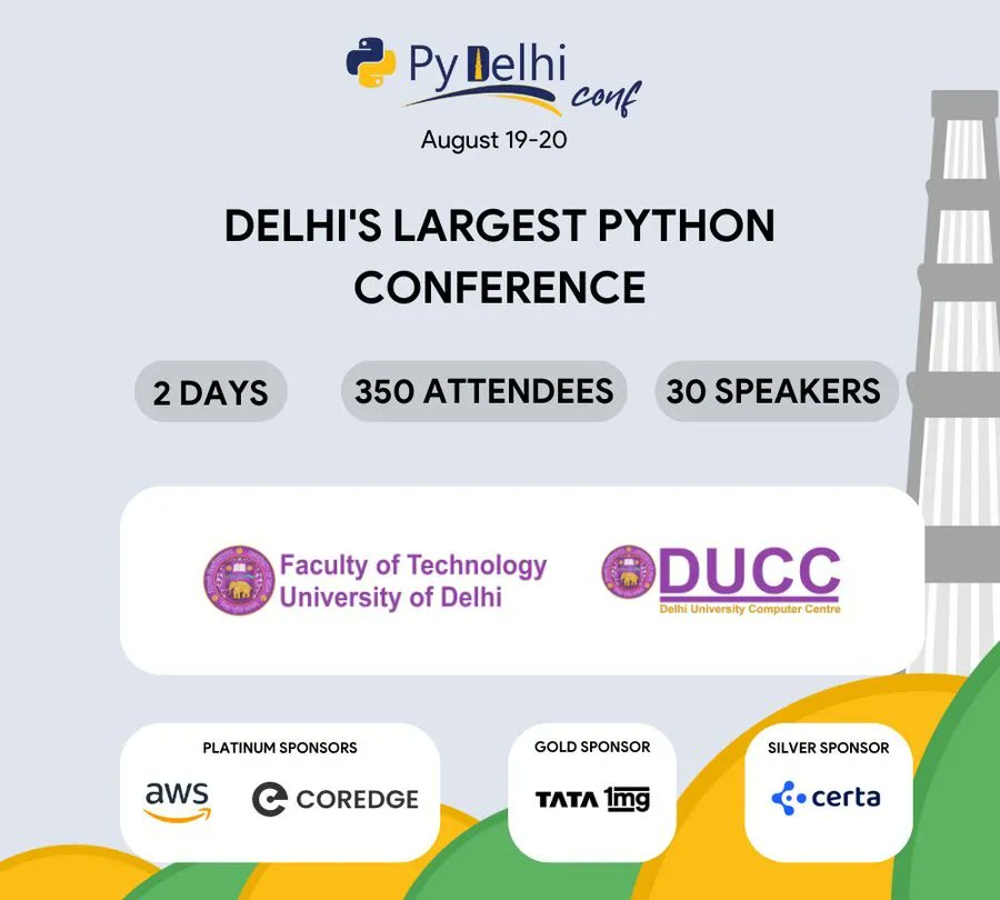 UniNewsFeed's tweet image. Get ready for insightful sessions, networking opportunities, and much more. Register now
universitynews.shop99india.com/delhi/universi…
#PyDelhi2023 #PythonConference #DelhiNCR #TechEnthusiasts #NetworkingOpportunity #delhiuniversity #python #Delhi #india #conference