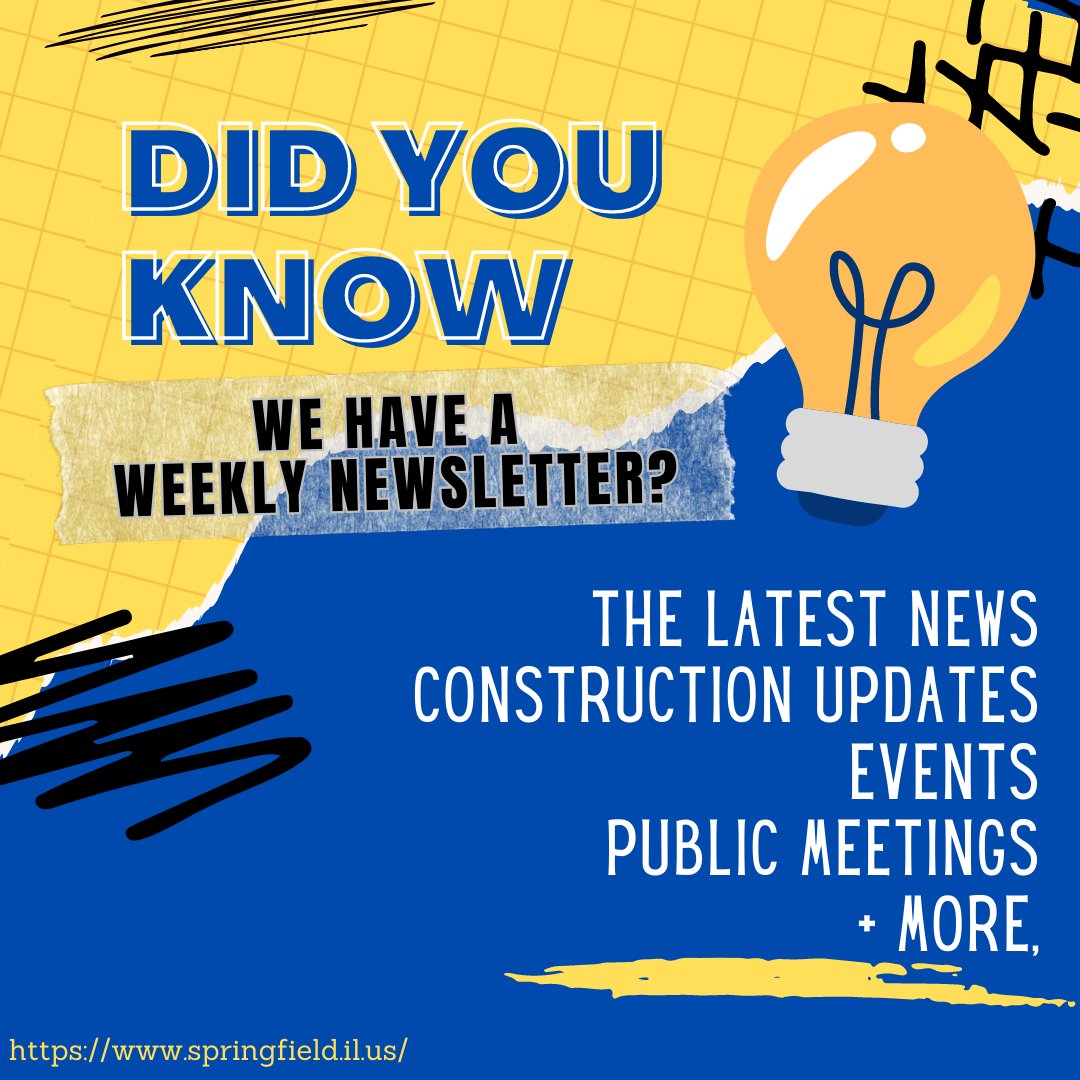 Springfield_IL's tweet photo. Learn more about what's going on in our vibrant community!📢Sign up for our newsletter today at https://t.co/pCcB9FHDif📢
Be the first to know what's happening in Springfield! Let's build a stronger, connected community together! #SpringfieldUpdates #CityofSpi #StayConnected https://t.co/v3oNnye6ig