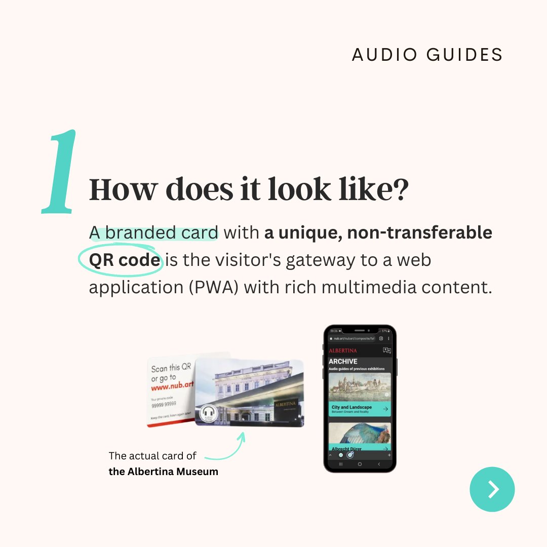 NubartEN's tweet photo. Traditional audio guide DEVICES involve intricate logistics. 😒  
Audio guide APPS, then? Well, they have a low download rate (2.5%) and will only reach a few of your visitors. 😪 
Why not explore Nubart's audio guide CARDS? Our guides seamlessly blend tangible and digital benefi https://t.co/qroRmgLR4M