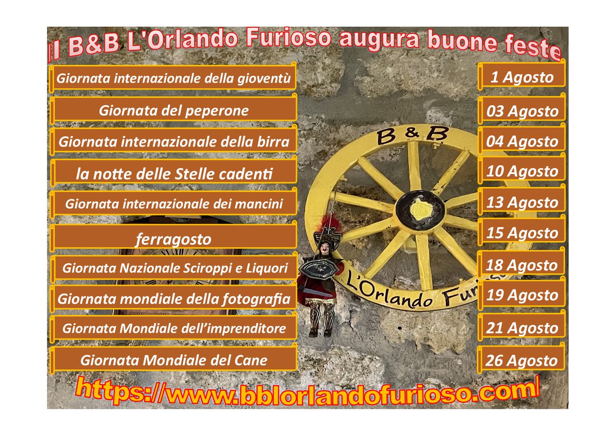 b_furioso's tweet photo. Il B&amp;B l'Orlando Furioso ricorda le feste anno 2023
https://t.co/xvytpV1faC
https://t.co/YjGeRAQEEv
https://t.co/P5qIp9Z1lA
https://t.co/xMkBhVmpKG https://t.co/VF3AGDnTgX