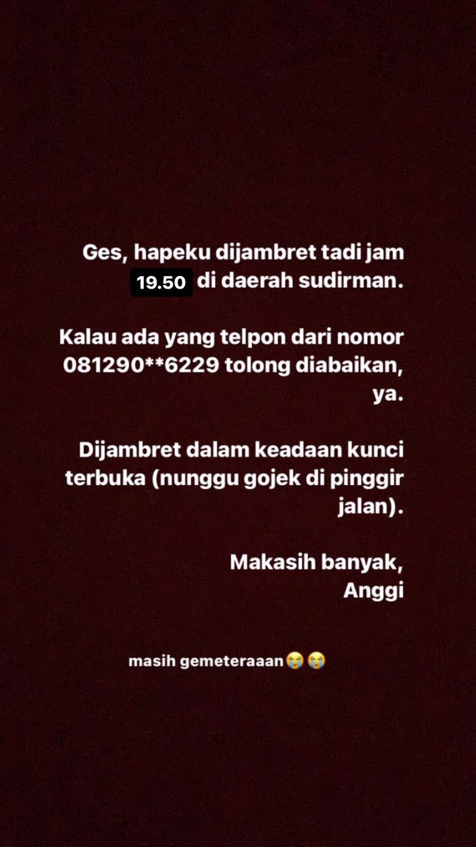 soniaanggi's tweet photo. Ges, buat yang kebetulan nunggu gojek area sudirman, hati-hati ya. kemarin malam (1 Agustus) sekitar jam 19.50 hapeku dijambret.

Aku gak tau kalau area situ banyak copet bahkan katanya ada komplotannya, ya? https://t.co/7OitHwfUpk