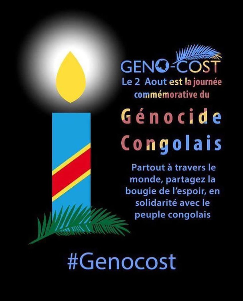 MFUMUJNR's tweet photo. Le 02 Août, Journée commémorative du génocide congolais.
#GENOCOST génocide pour des gains économiques.
#Congo #rdc #drc #GenoCost2023 #Genocide https://t.co/LrI1BU4gBi