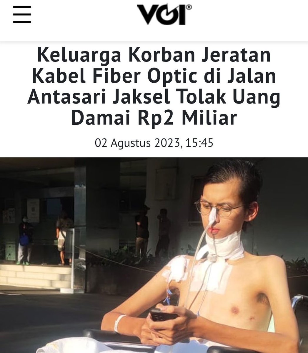 Sultan Rifat Alfatih korban kabel fiber optic mengaku setelah kasusnya viral, mereka ditawari uang damai 2 Miliar oleh PT Bali Tower selaku pihak yg bertanggungjawab. Kemungkinan uang itu supaya pihak korban gak terus-terusan memviralkan kasus dan juga agar gak berlanjut ke jalur