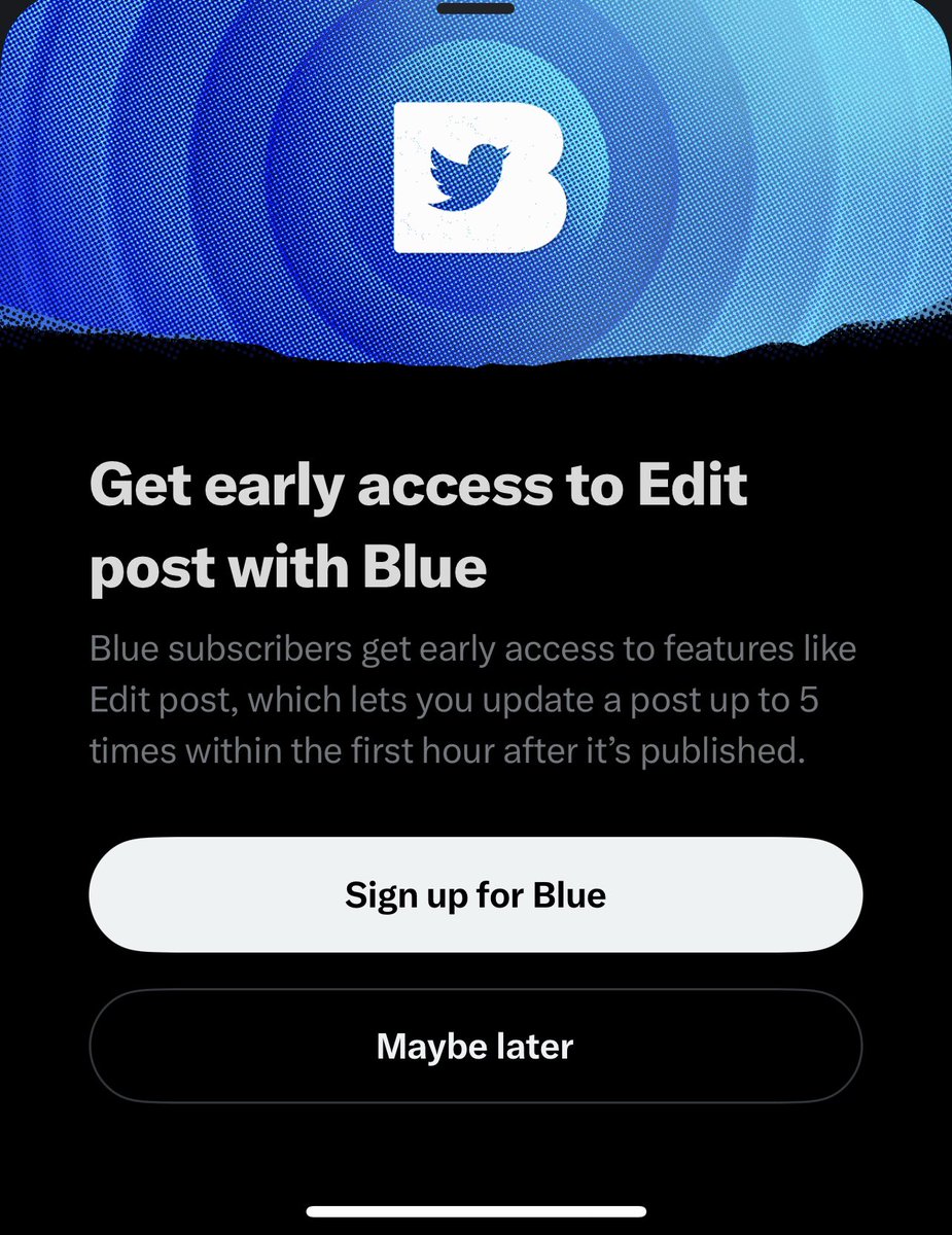 danielsemper's tweet image. If you go to “Edit with Blue” the bird is still there #twitter #x @elonmusk #blue #TwitterBird
