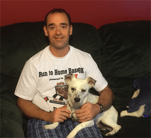 Meet Russ and Tink. Russ is a Staff Sergeant in the Army who served in OIF (06-07 and 2011) and is currently in the Reserves. Tink is a 2-year-old terrier mix from Texas. Thanks to Tink, Russ has been able to cope with panic attacks by cuddling with his best four-legged buddy.