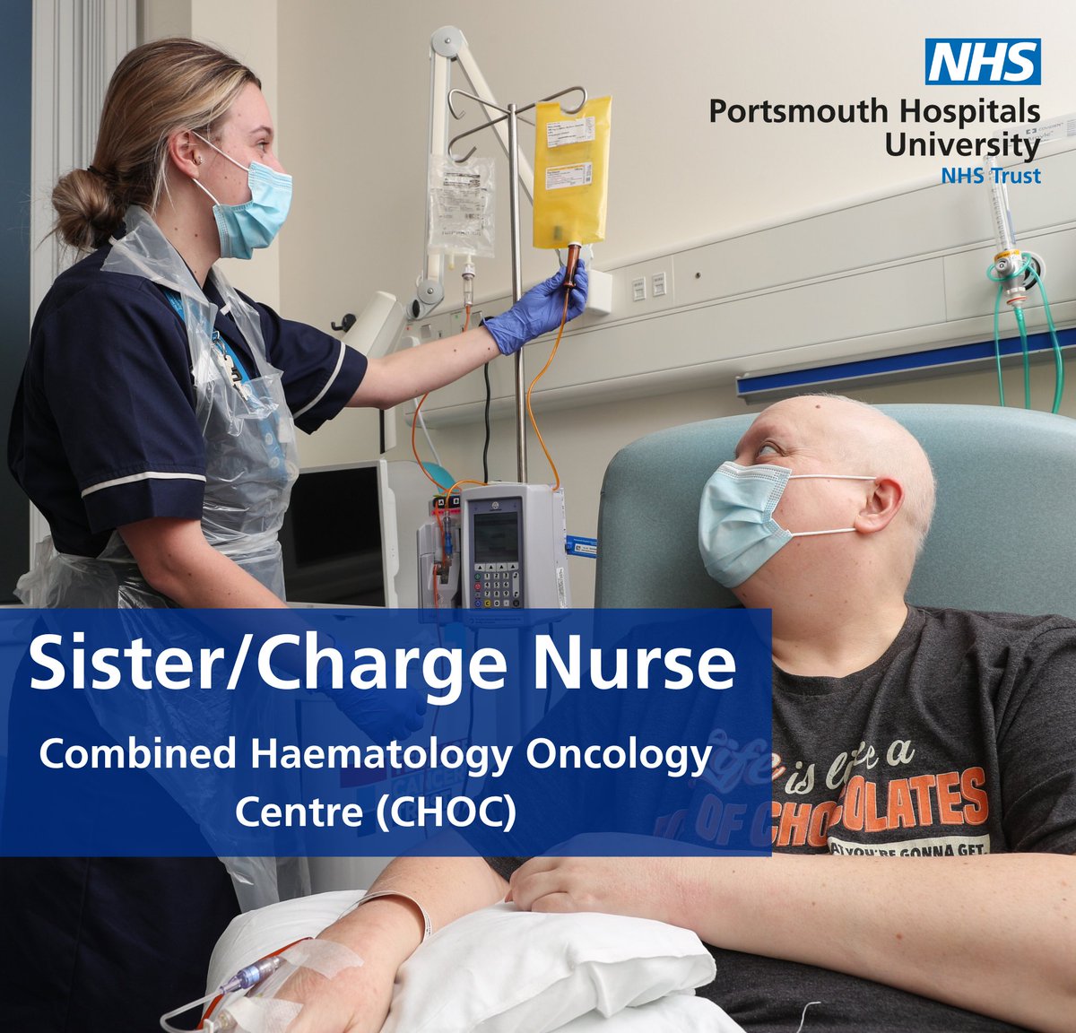 Our Combined Haematology Oncology Centre have two positions available for a Sister/Charge Nurse.

Our CHOC wards were the 2022 winners of the Pride of Portsmouth Working Together for Patients award and were nominated for a further two awards⭐️

jobs.nhs.uk/candidate/joba…

#NHSJobs