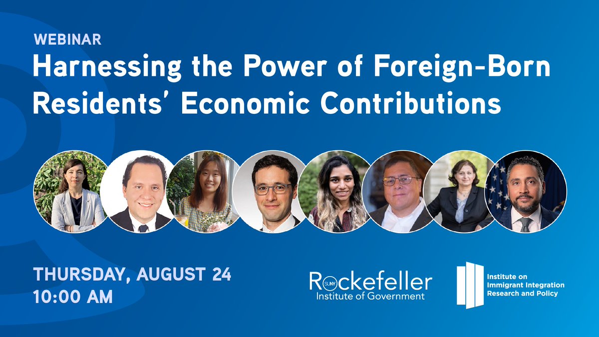 RockImmigration's tweet photo. NEW WEBINAR
Harnessing the Power of Foreign-Born Residents’ Economic Contributions
8/24 @ 10a

Feat. remarks:
- @NYSecofState
- ED @Refki
- Dep Dir Guillermo Martinez

We'll share research findings from 2023 Fellowship on Immigrant Integration.

Register: https://t.co/0M5kKVtnic https://t.co/7somE3H9KQ