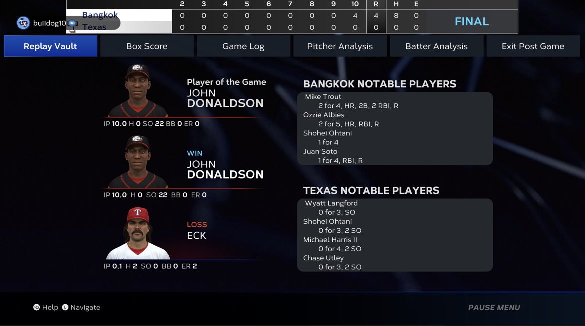 jordan_strong14's tweet photo. 10 inning Perfect Game in one of the top divisions online #MLBTheShow23 #TalkToMeNicely https://t.co/vYtFQayL6X
