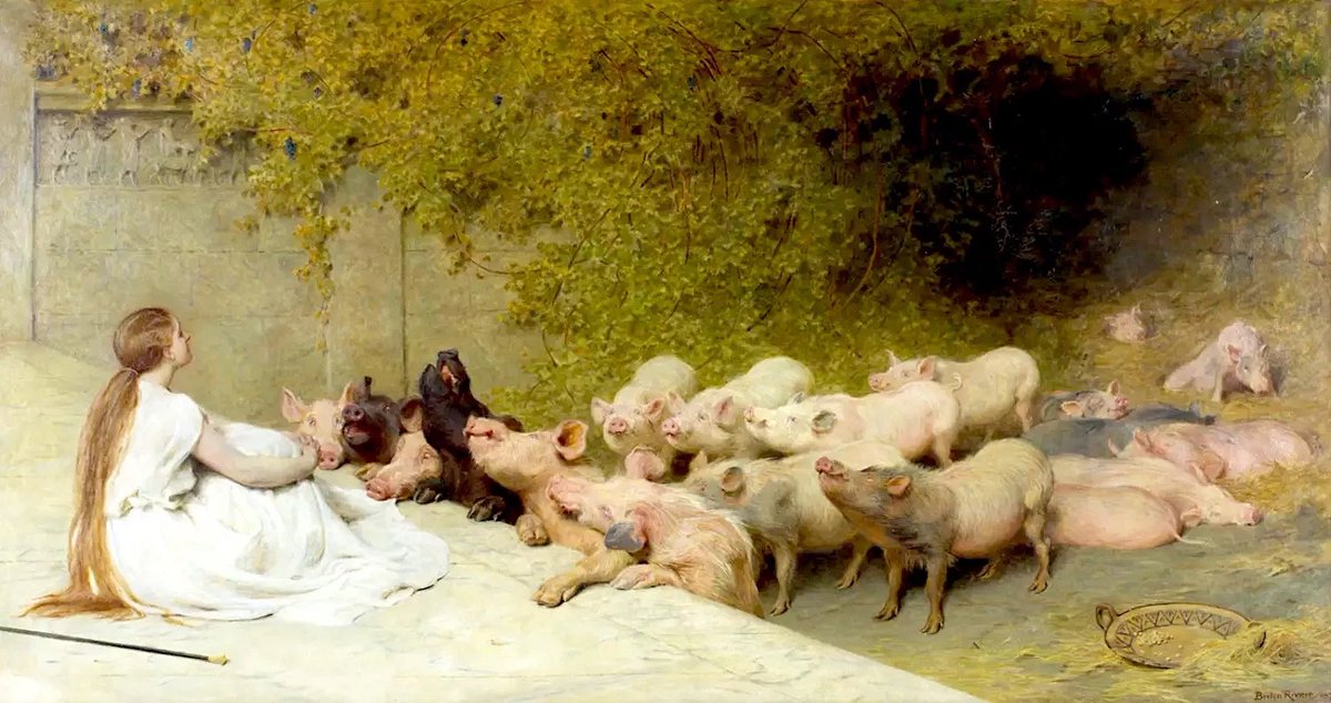 Circe con cerdos  
Briton Rivière Reino Unido, 1871. 
 #ieda