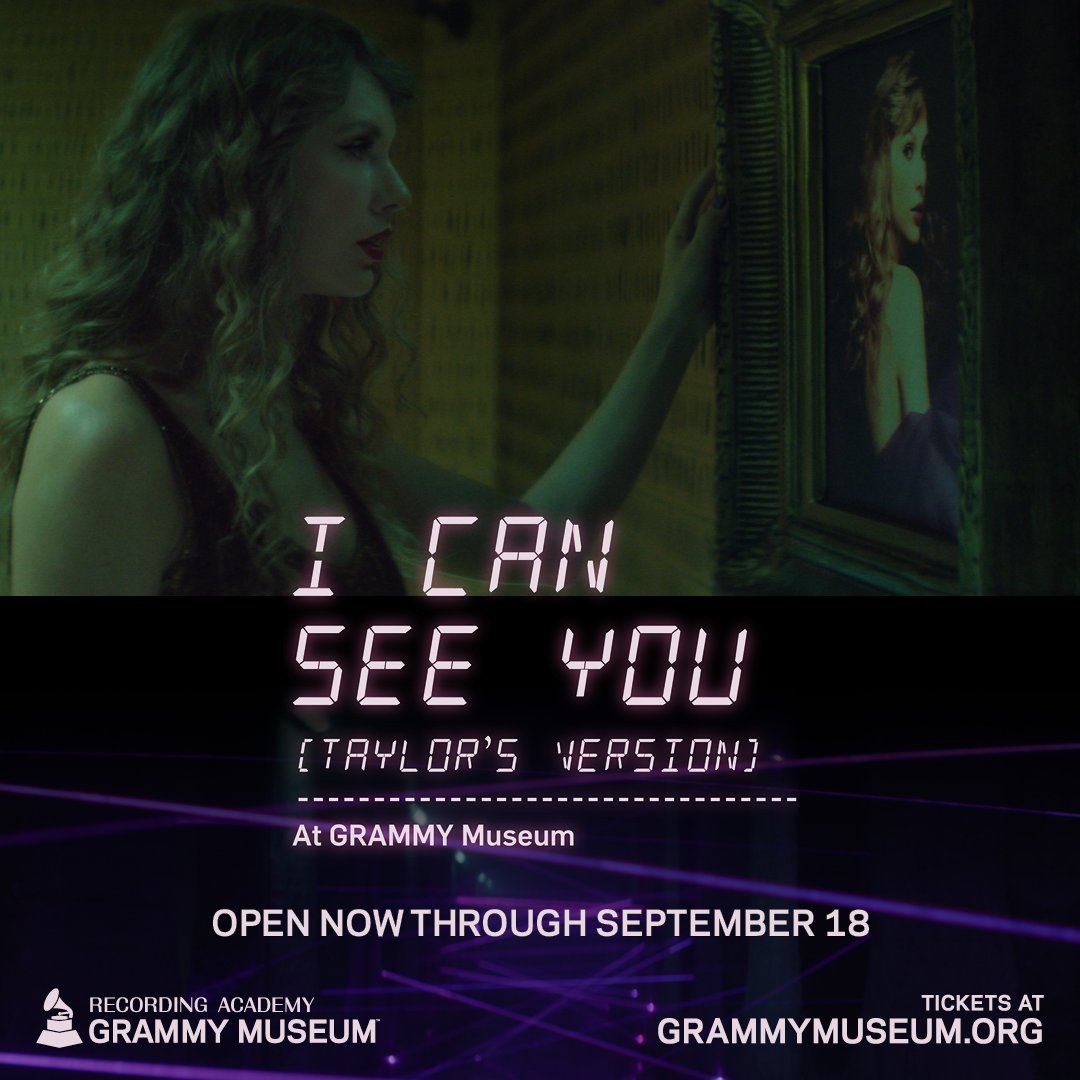 taylornation13's tweet photo. What would you do if the #GRAMMYMuseum launched an “I Can See You (Taylor’s Version)” pop-up in LA? 👀 Unlock the vault at this surprise exhibit featuring 13 artifacts from the music video! 🔓💜

Visit now through September 18! Tickets at https://t.co/1MO27zQb8L https://t.co/dj7wFJ6eAn