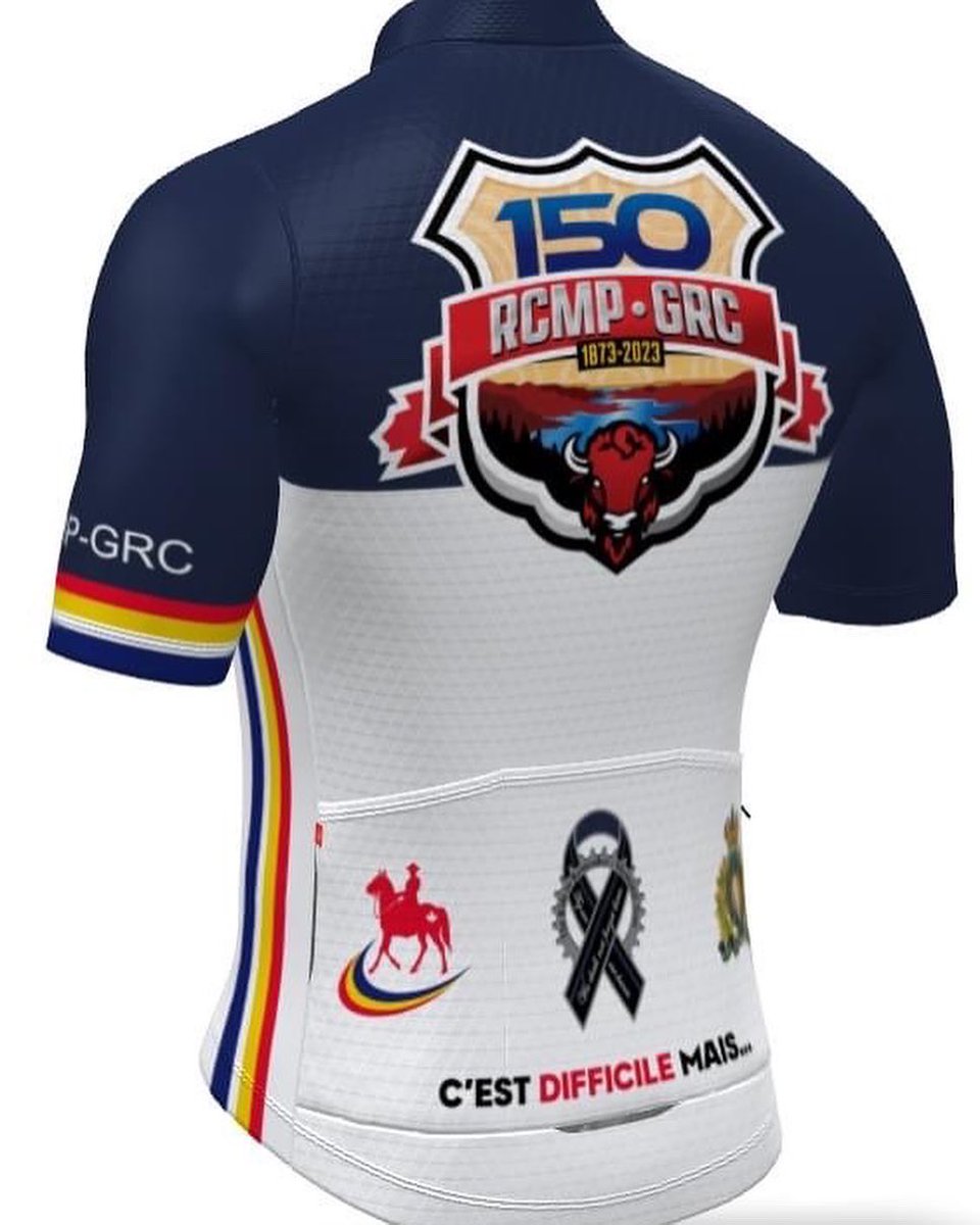 QBCycling's tweet photo. Celebrating the RCMP’s150th and honouring our fallen heroes.  In partnership with @rcmpfoundation @npf_fpn and @jakroocanada our RCMP @canadianr2r cycling team have created the RCMP 150th cycling kit that will be available for sale on our Jakroo store until August 13th. https://t.co/1yNBz6FTza