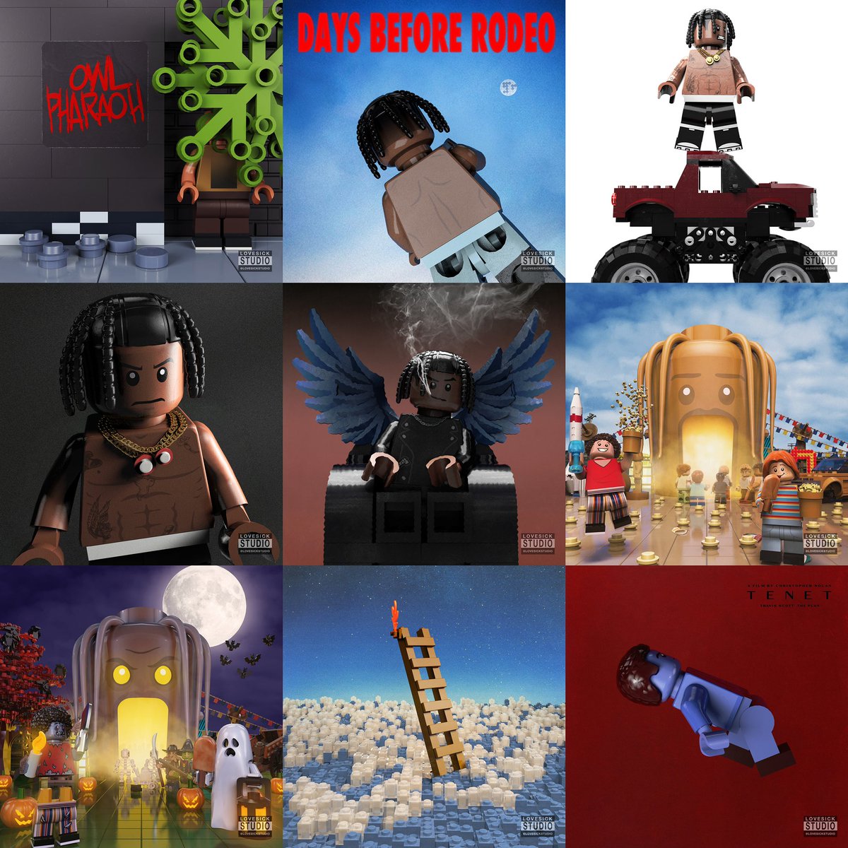 lovesickstudio_'s tweet photo. Here’s my #TravisScott #LEGO remake collection! Which is your favourite? 🧱👀 @trvisXX https://t.co/NUOeYVVtIQ
