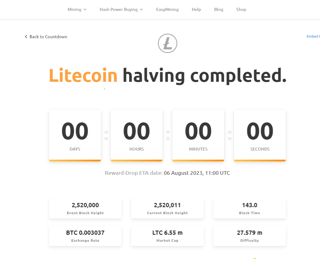 Imajinn_mind's tweet photo. #Litecoin halving completed...reward is now 6.25LTC