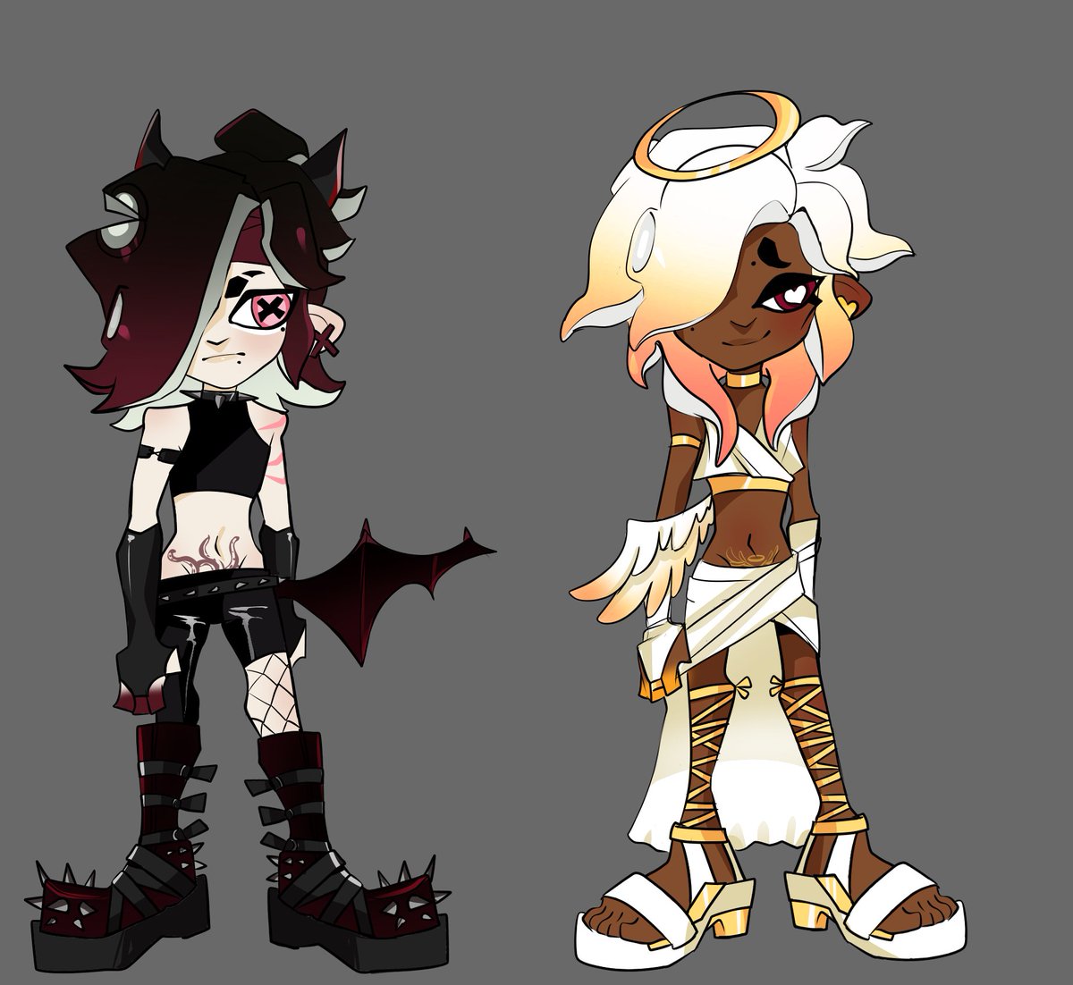 Evil vs Good splatfest concepts with my #splatoonoc