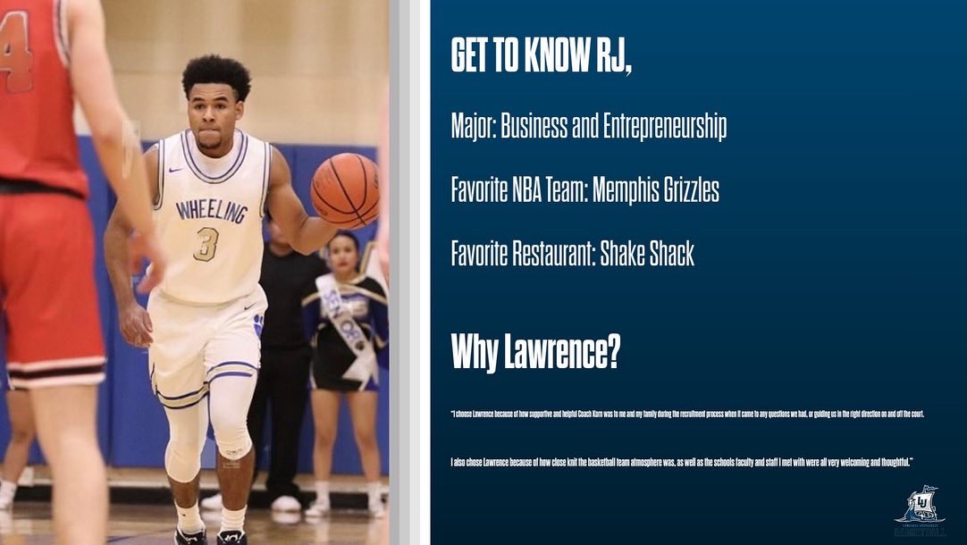 Next up on our first year introductions is Rj. 

Let’s give him a huge welcome to the Lawrence community excited to have him on board. 🏀