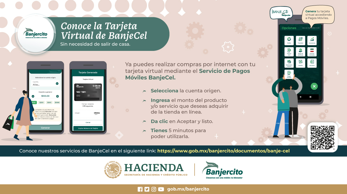 BanjercitoSNC's tweet photo. Haz tus compras vía internet de manera segura con tu tarjeta virtual de #BanjeCel

 @SEDENAmx 
@SEMAR_mx 
@GN_MEXICO_ https://t.co/87oz5HzgEm