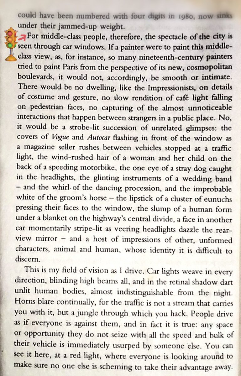 avarecs's tweet image. Here, more pages and where he describes his far more superior traffic-light moment, in the prefacing chapter from page 18 to 23, start at the traffic-light sticker. 
I noticed – again, coincidentally – he invoked Monet (which I did not remember him doing)! #AeBC