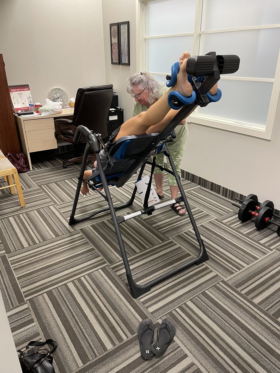 RiverOfLife519's tweet photo. RMT, Angie da Costa, helps a client on the inversion table as a part of their therapy appointment today. 
.
Talk to us at your next appointment to try it for yourself.
.
#RegisteredMassageTherapy #RMT #RiverOfLifeRehabilitation #StThomasProud #StThomasOnt #StTOnt https://t.co/t7uEdyEpEe