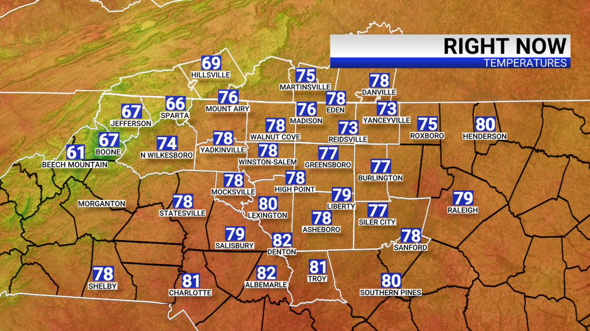 Here are your lunchtime temperatures from your FOX8 MAX Weather Center.