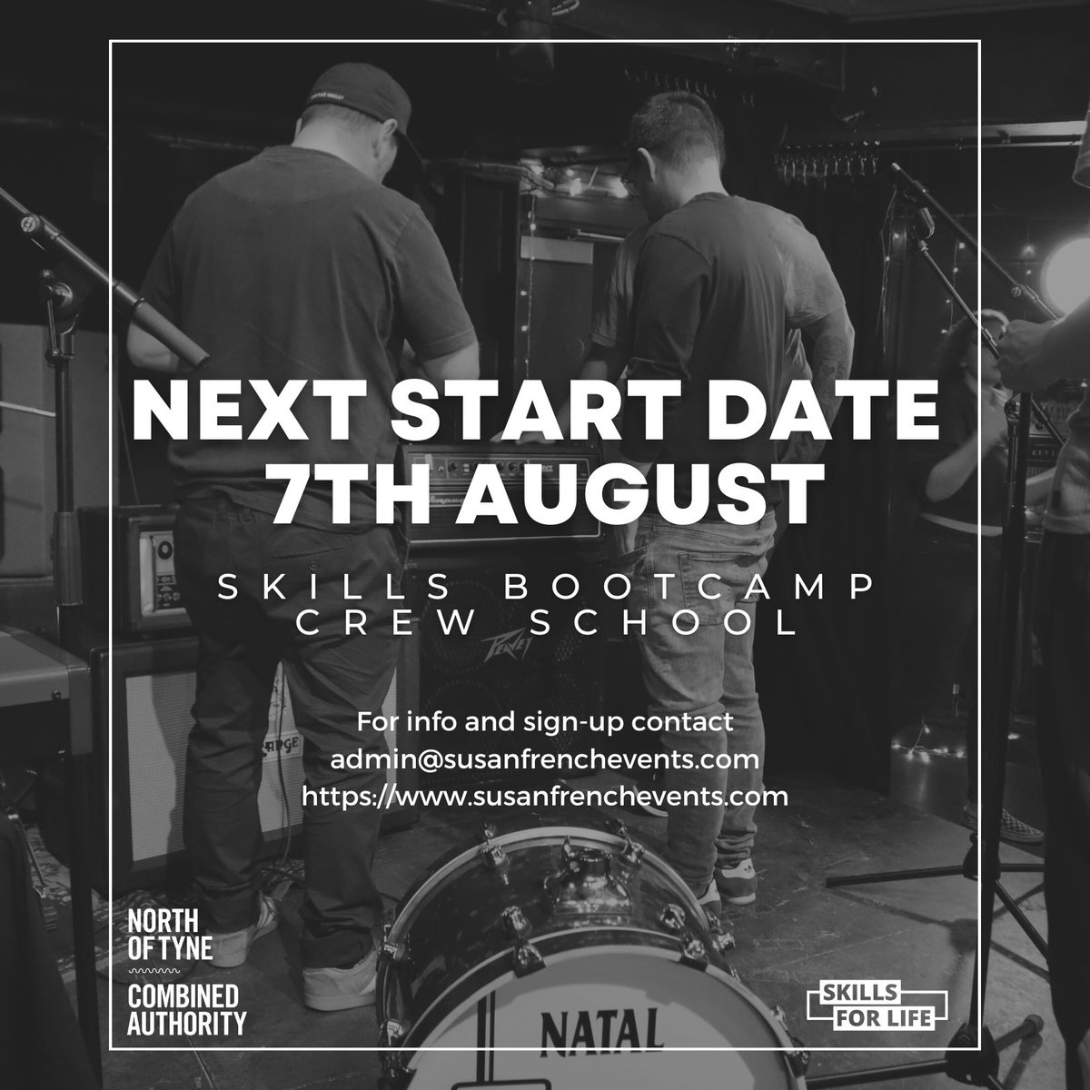 SFrenchEvents's tweet photo. Head into our office on the 7th of August between 4-7pm to find out more and sign up for our next @NorthTyneCA Skills Bootcamp! #musictech https://t.co/S4uro0NzN7