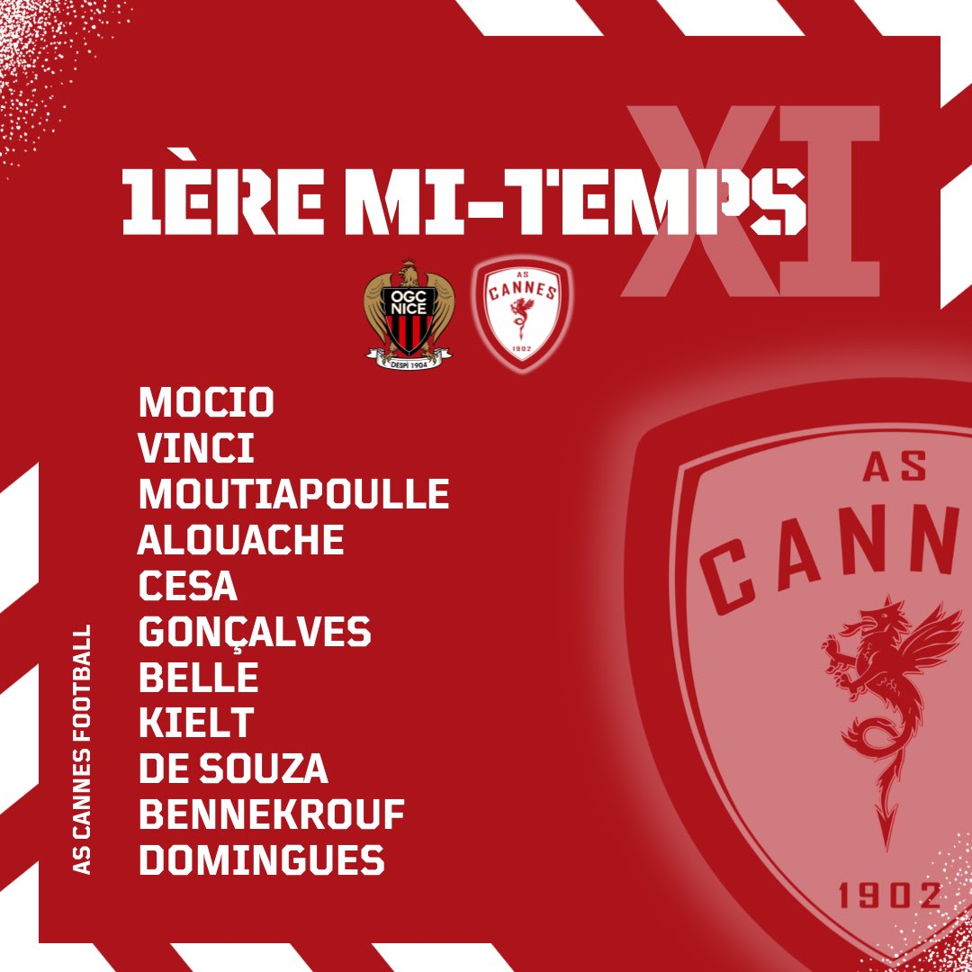 ASCannes1902's tweet photo. 🔴 DIRECT | #Amical
⏱️1' Le coup d’envoi est donné pour cette seconde rencontre amicale de la préparation.
Voici le 11 de la première mi-temps.
0️⃣-0️⃣ | #OGCNASC https://t.co/iqMKJG0ViZ