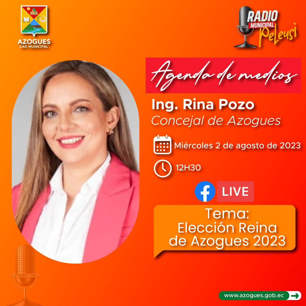 rinapozo's tweet photo. #MEDIOS 📡| Hoy estaremos compartiendo un espacio en Radio Municipal Peleusí, invitados todos a sintonizar el Canal Digital a partir de las 12H30pm. 🎙️📻

#RinaPozoConcejal
#Azogues https://t.co/nqBzA8y5D0