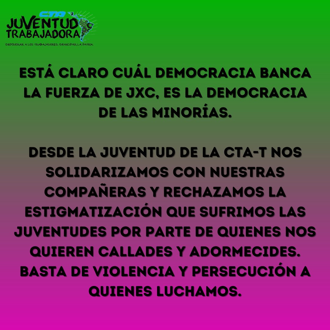 Comunicado de repudio y criminalización de la protesta por parte de los medios hegemónicos de comunicación, nacionales como de la provincia de San Luis.

<a href="/CTAok/">CTA-T</a>