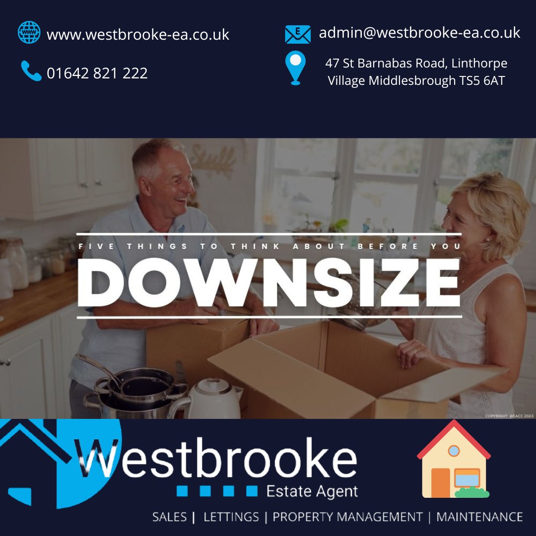 westbrooke_ea's tweet photo. Five Things to Think about before You Downsize

Visit our Facebook for more info; 
https://t.co/yfkFvIyPME

#WestbrookeEstateAgent #Westbrooke #Linthorpe #TeessideEstateAgents #NorthEastEstateAgents #TeessideProperty #Northeast #Teesside #Firsttimebuyers #EstateAgents #NewHome https://t.co/5OdV8iS0X7