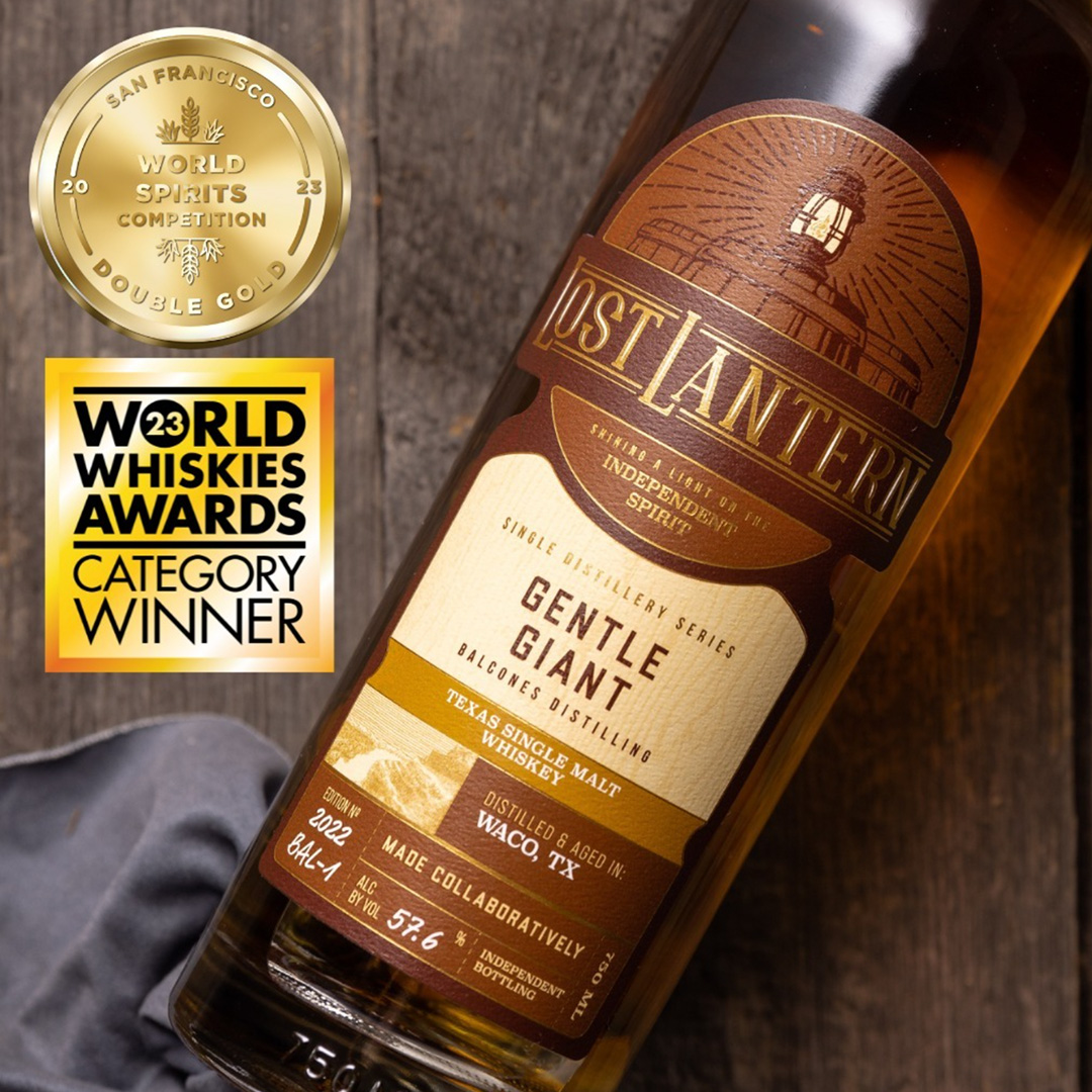 It was an honor to collaborate with our friends Lost Lantern Whiskey on their Gentle Giant Texas Single Malt Whiskey. Big congrats on their Double Gold at the @sfwspiritscomp as well as being named Best American Single Malt Aged Under 12 Years at the 2023 World Whiskies Awards!
