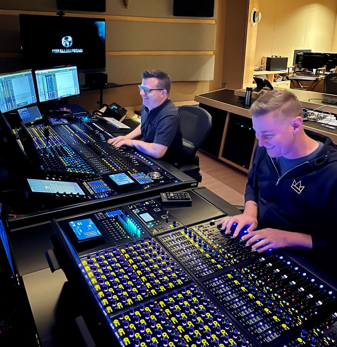 UniStudiosLot's tweet photo. The #NBCUstudiopost team is excited to be working on Season 4 of "For All Mankind" for @AppleTV. Todd Morrissey & Milo Train are hard at work #sound mixing on the #UniversalStudiosLot in #Mix B. The #team also consists of Sound Supervisor Vince Balunas & Mix Tech Brian Magerkurth https://t.co/DtR96Iy7Vq