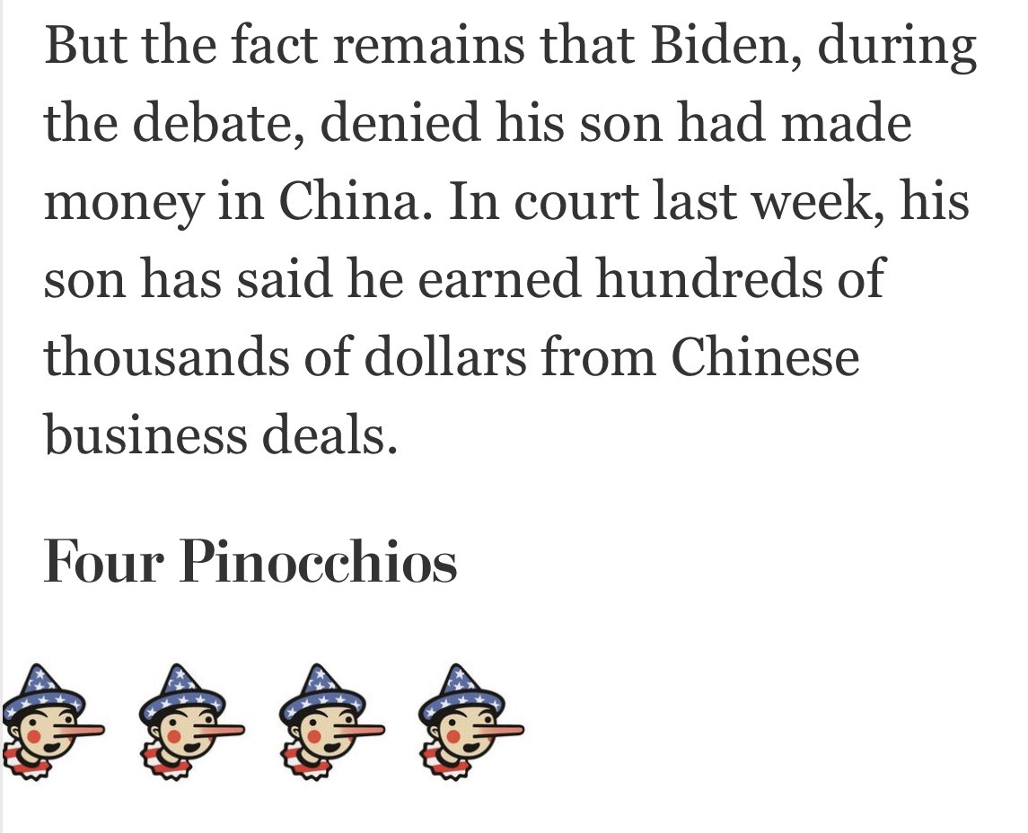 Wonders never cease! WaPo fact-checkers have given Joe Biden their biggest liar award, Four Pinocchios. Three years late, replete with tortuous mental gymnastics and gratuitous swipes at Trump, but they got there. Bravo! 👏