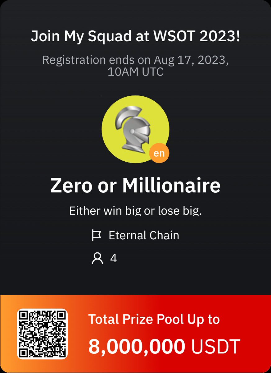 Please join my team from the link, please.
8,000,000 USDT Prize Pool

There are not enough people, so please join us.
Join me at WSOT 2023! bybit.com/en-US/wsot2023…