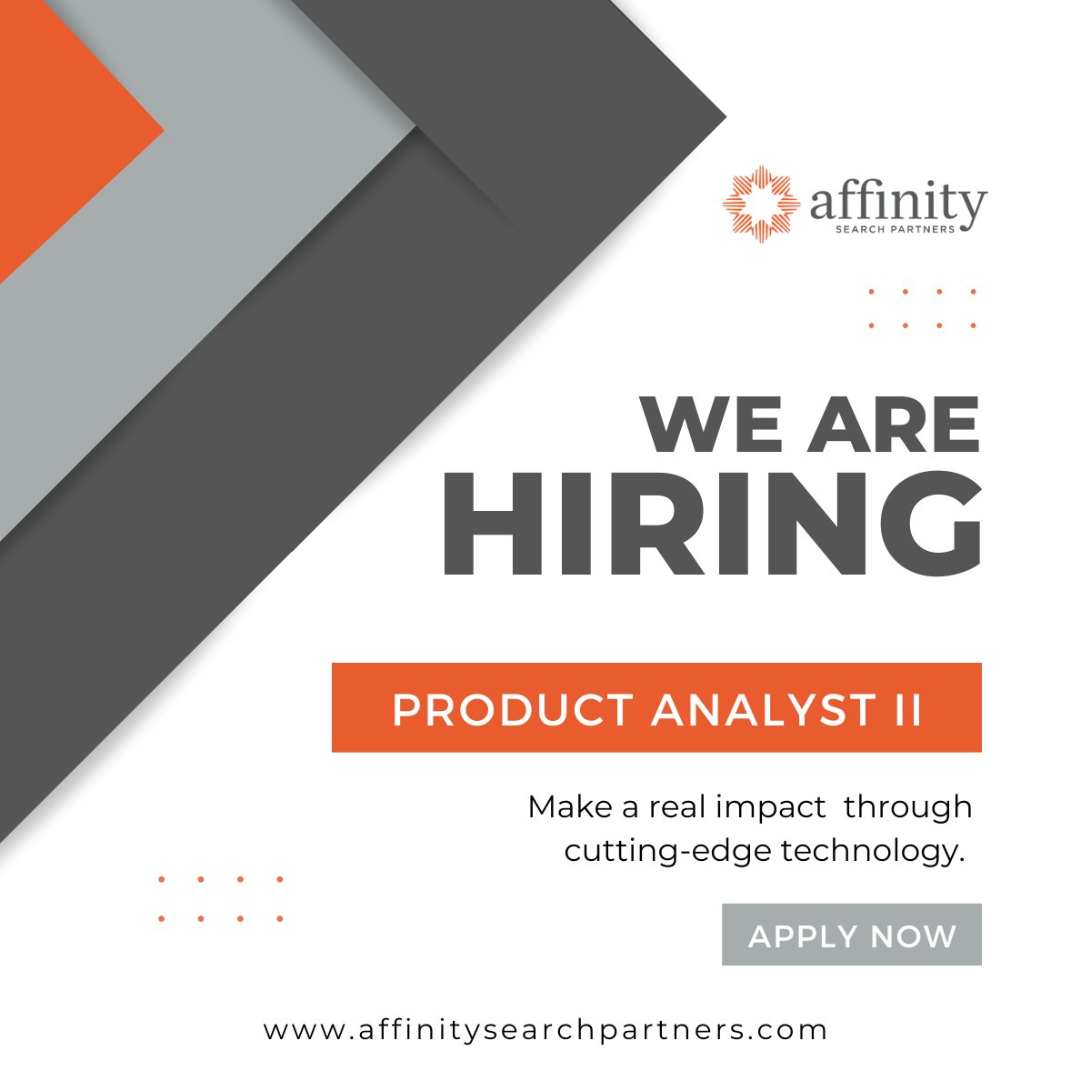 affinitynash's tweet photo. Interested in making a sizable impact through cutting-edge technology at one of Nashville's top employers?
We're searching for a #ProductAnalyst to help our client build products and processes focused on digital transformation. Apply here: https://t.co/RqIjjgai1d
#nowhiring https://t.co/bxKfIF0Uzg