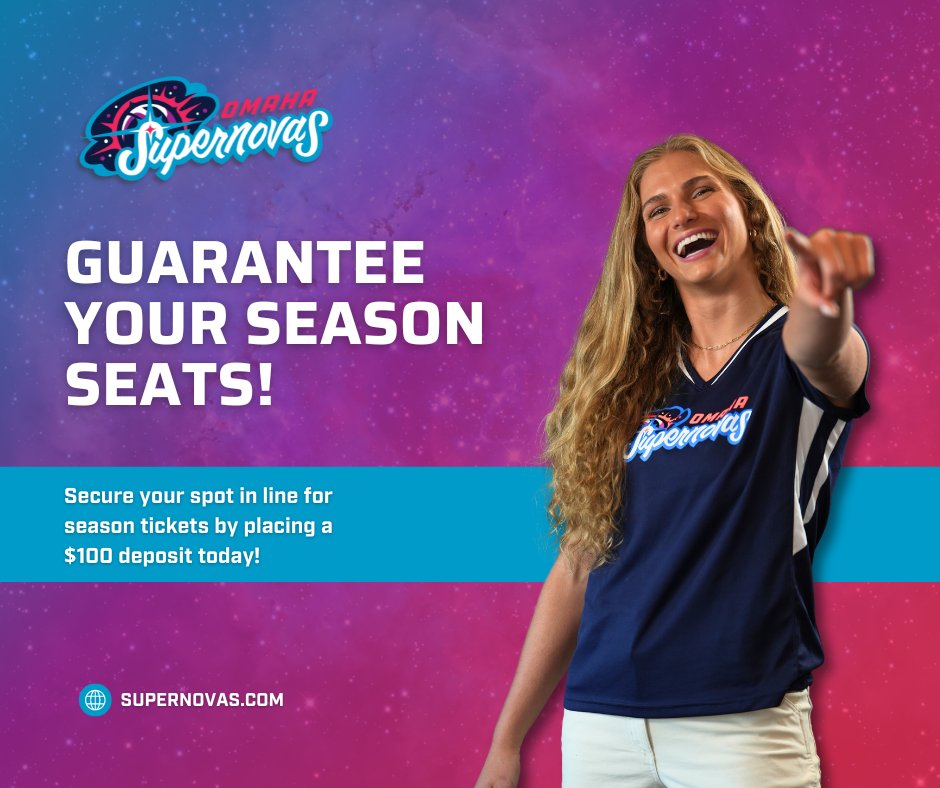 OmahaSupernovas's tweet image. Place your season ticket deposit TODAY to guarantee your season seats! 👏 Seat selection will be "first come, first served" so jump in early to have access to the best seats! 🤩

Click the link below to make your $100 deposit now! 📲
fevogm.com/event/Nebraska…

#OurTime #NeProVb