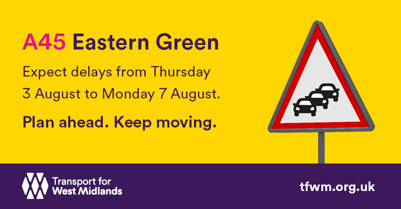 WMRoads's tweet photo. #ROADWORKS
📣 Advance Notice
📍 A45 between #Stonebridge and #Allesley
⛔ Road closure for bridge lift.
📆 03:00 3rd August - 06:00 7th August
ℹ️ More information on our website https://t.co/fefd2FKG5H
@CoventryCCRoads https://t.co/W3A3t5KnUK