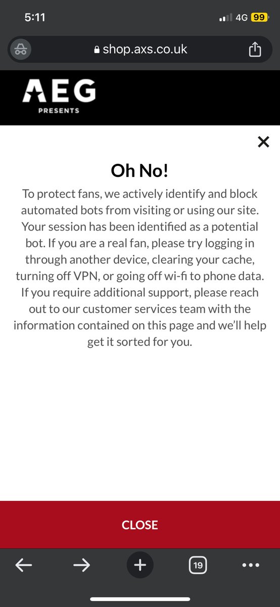 chloewall's tweet photo. @AXS_UK hi I had a payment error today for 2 Taylor Swift Eras Tour resale tickets, managed to just get 2 more into my basket and now your system thinks I’m a bot so I’m blocked from buying them?? I require additional support 😭 https://t.co/HPJhE8VWDI
