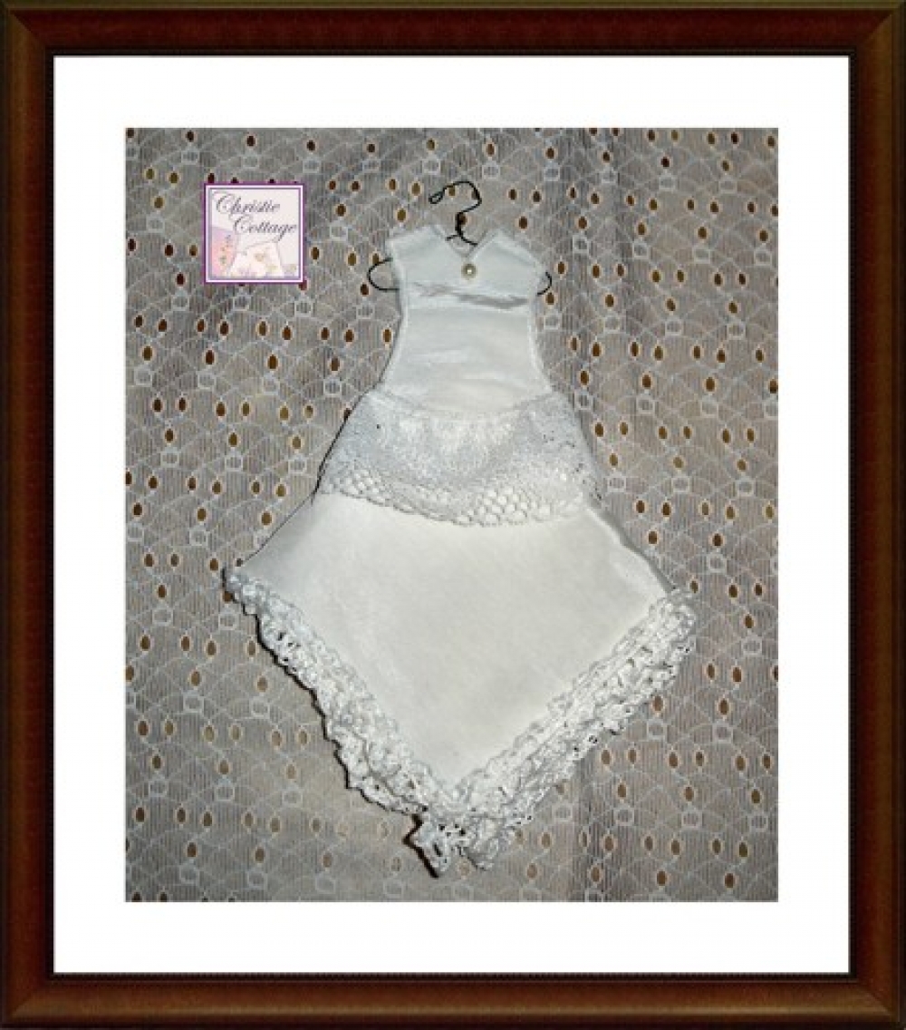 Miniature Wedding Dress with Wedding Handkerchief for Shadowbox | Christie Cottage buff.ly/3YjrNyf via @christiecottage #ejwtt #BridalGift #Wedding