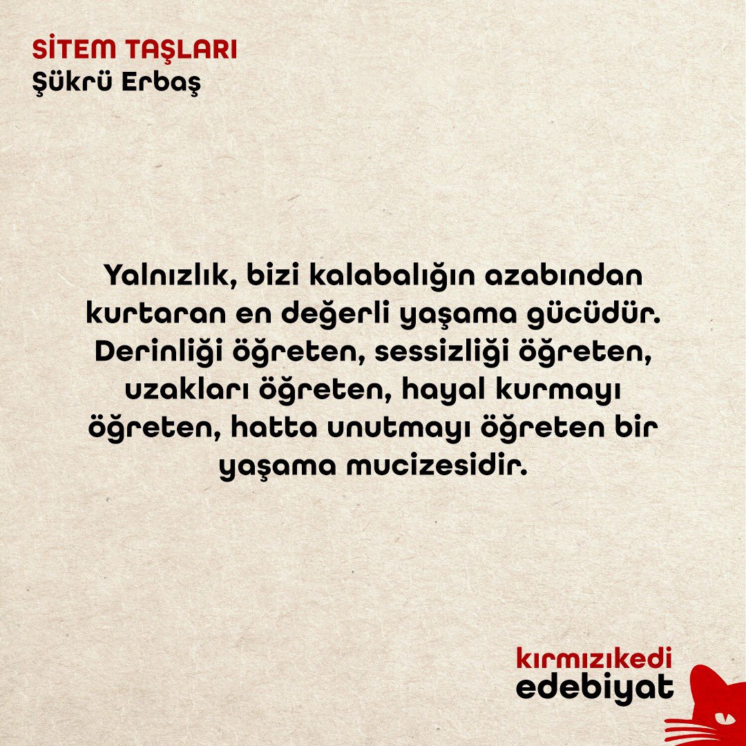 Şükrü Erbaş’ın 2019-2022 yılları arasında yayınlanmış yazılarından ve iki şiirinden oluşan “Sitem Taşları” kitabını okudunuz mu? 

🔎kirmizikediyayinevi.com
#kırmızıkediedebiyat #nekedisiznekitapsız