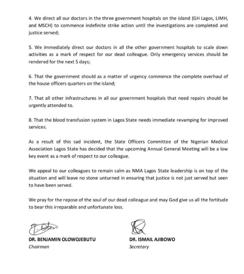 aproko_doctor's tweet photo. This is a great start by the Nigerian Medical Association. 

Dr Diaso Vwaere's death will not just be swept away. https://t.co/MEamZF7pJn