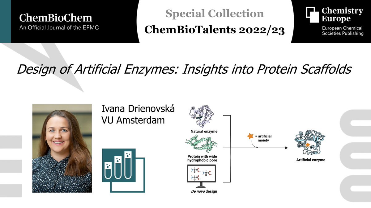 ChemBioChem (@chembiochem) on Twitter photo Next in our early career initiative #ChemBioTalents 2022/23 is <a href="/IvanaDrienovska/">Ivana Drienovska</a> and team from <a href="/VUamsterdam/">Vrije Universiteit Amsterdam (inactief)</a> with their review:
"Design of Artificial Enzymes: Insights into Protein Scaffolds"
…mistry-europe.onlinelibrary.wiley.com/doi/10.1002/cb… Next in our early career initiative #ChemBioTalents 2022/23 is <a href="/IvanaDrienovska/">Ivana Drienovska</a> and team from <a href="/VUamsterdam/">Vrije Universiteit Amsterdam (inactief)</a> with their review:
"Design of Artificial Enzymes: Insights into Protein Scaffolds"
…mistry-europe.onlinelibrary.wiley.com/doi/10.1002/cb…