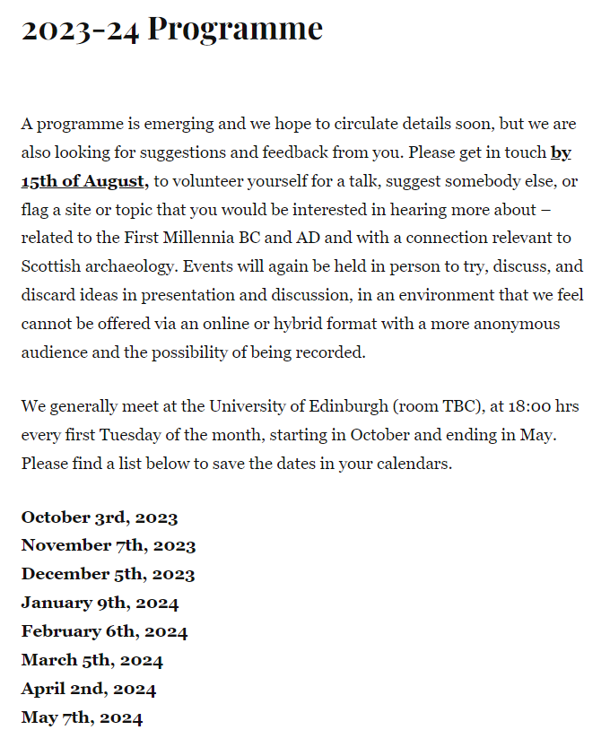 FirstMillennia's tweet image. 🗓️Save the dates for our 2023-24 monthly seminar series!

👩‍🏫If you&apos;d like to volunteer to give a talk, or have ideas for seminars please let us know by the 15th August

✉️Please get in touch with any feedback from the series just finished