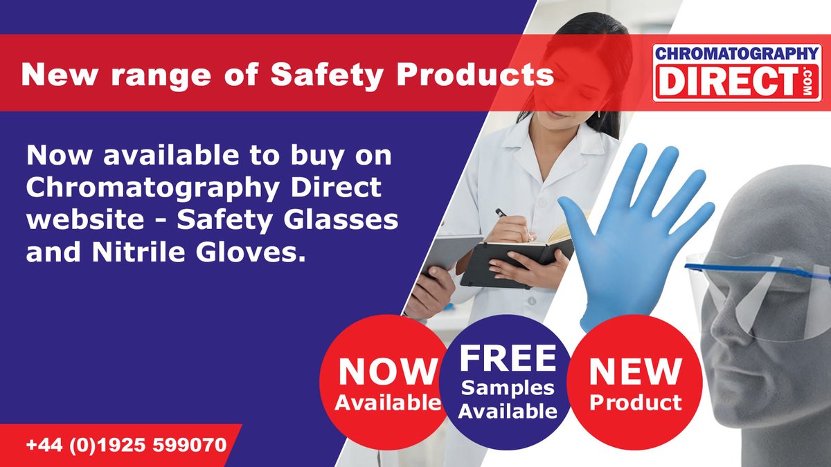 ChromDirect's tweet image. 📣🎉 Introducing the latest additions to our product line-up at Chromatography Direct: new safety glasses and nitrile gloves! 💪✨

!hubs.li/Q01ZPJt40

#SafetyFirst #NewArrivals #ChromatographyDirect #Chromatography