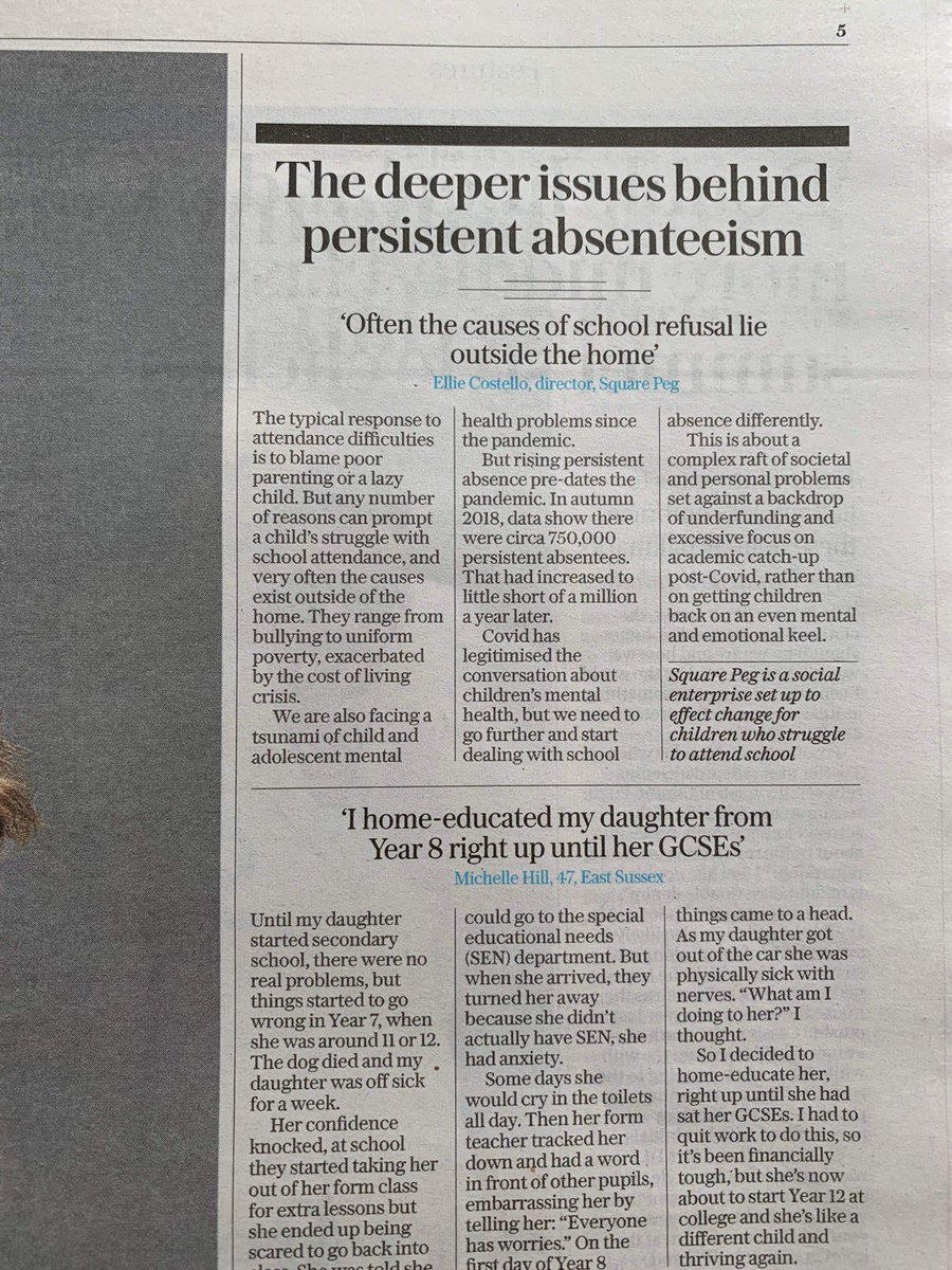 teamsquarepeg's tweet photo. Grateful to @lucycavendish1 @RosaSilverman @Telegraph for this double page feature in today’s edition. 
@NotFineinSchool https://t.co/MMAQQd7xkR