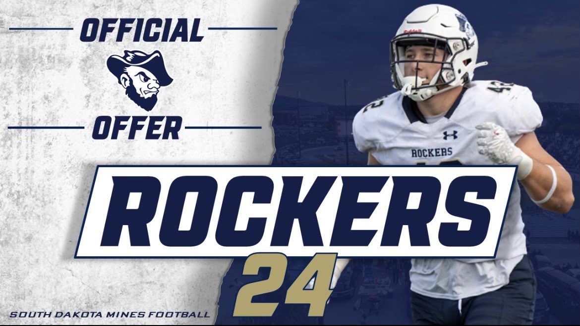 After a great conversation with <a href="/Coach_Rose_23/">Austin Rose</a>, I’m extremely grateful and excited to say that I have earned another offer to play Division 2 Football from <a href="/HardrockerFB/">South Dakota Mines Football</a>
Looking forward to getting on campus soon! <a href="/BudaJagsFB/">BudaJagsFootball</a>