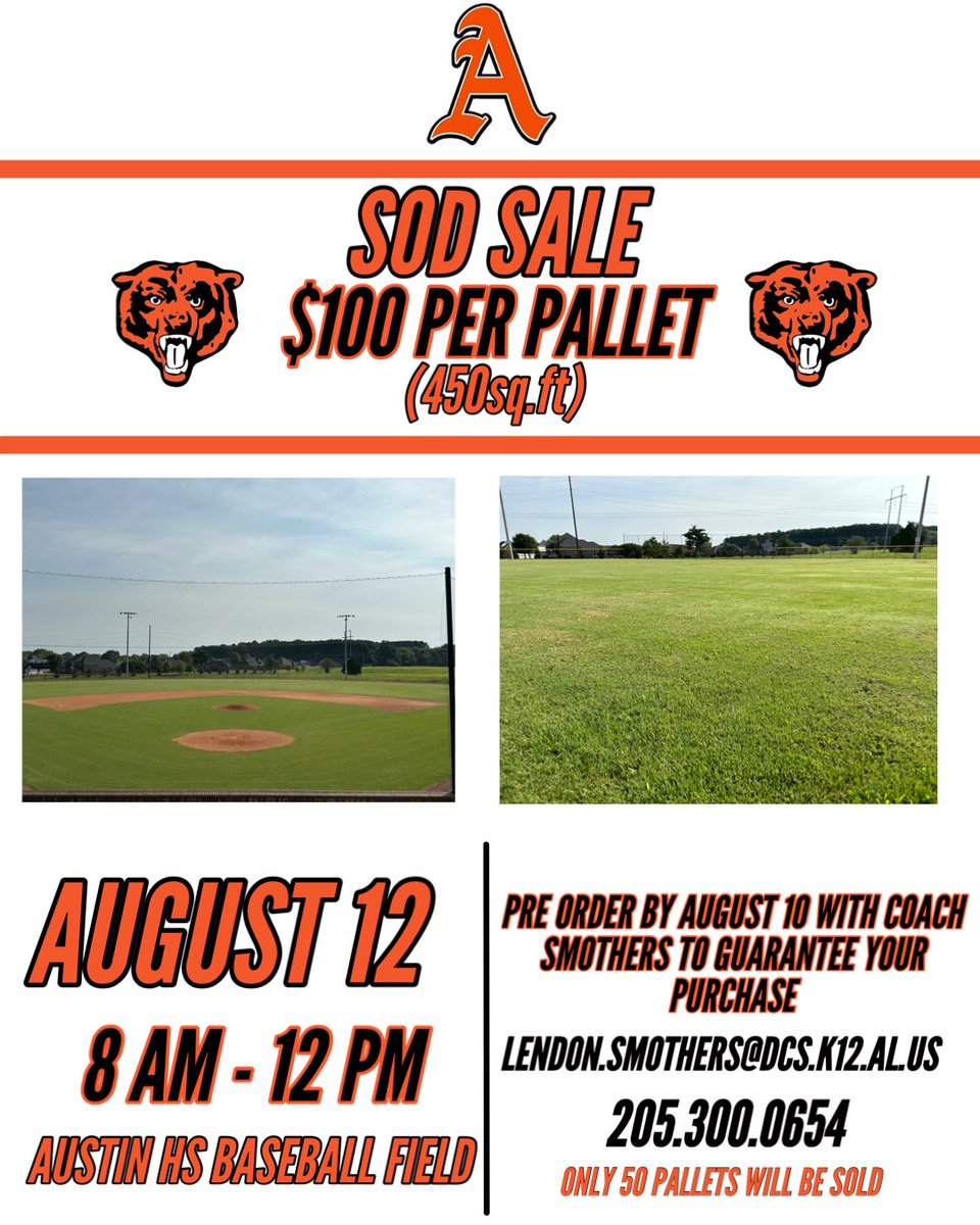AHS_BSBL's tweet photo. Going Fast!! Make sure you contact Coach Smothers if interested.
#GoBears🐾 #AustinMade🏴 https://t.co/MIO1xP28zD